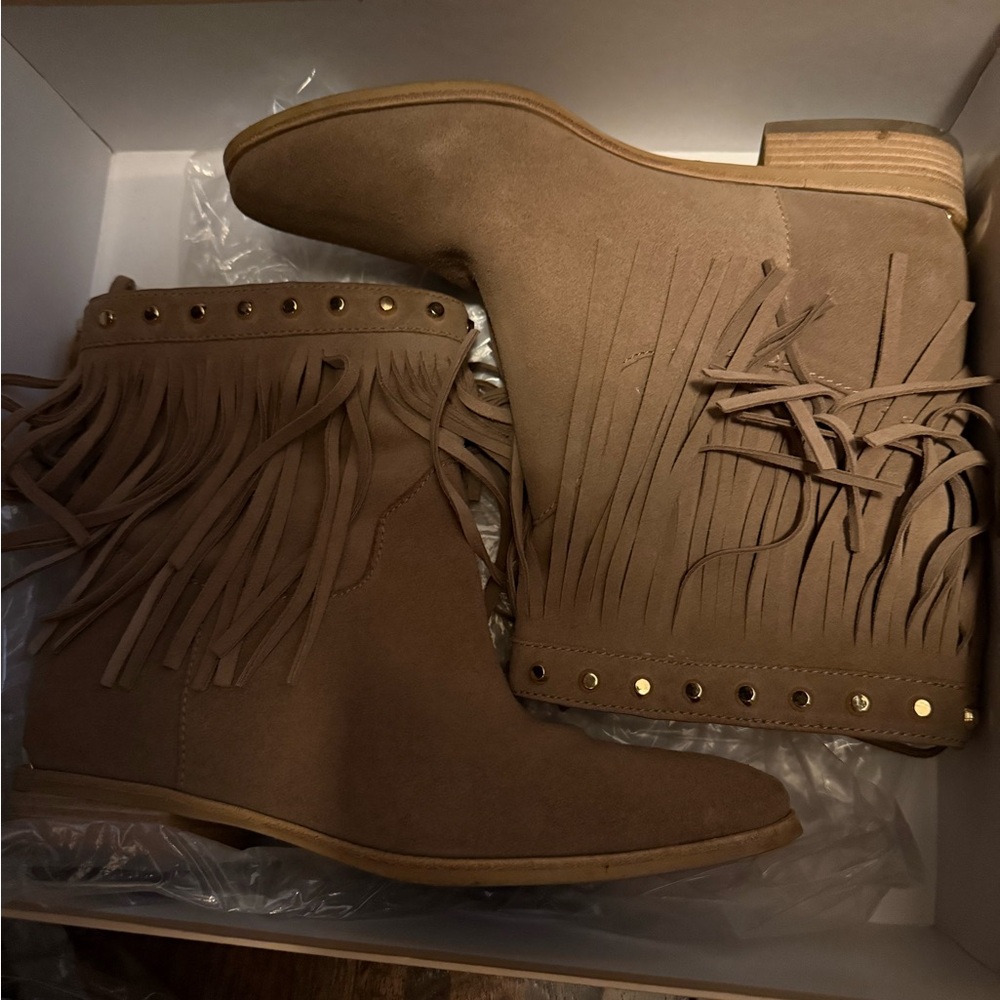Michael Kors Brown Fringe Ankle Booties